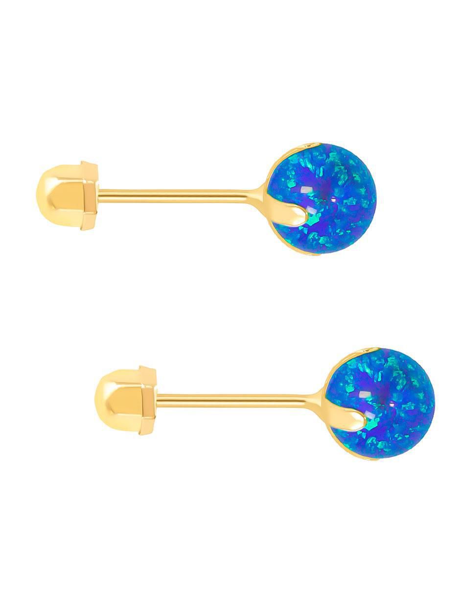 Broqueles redondos de oro con acabado brillante ópalo Broqueles redondos de oro con acabado brillante ópalo