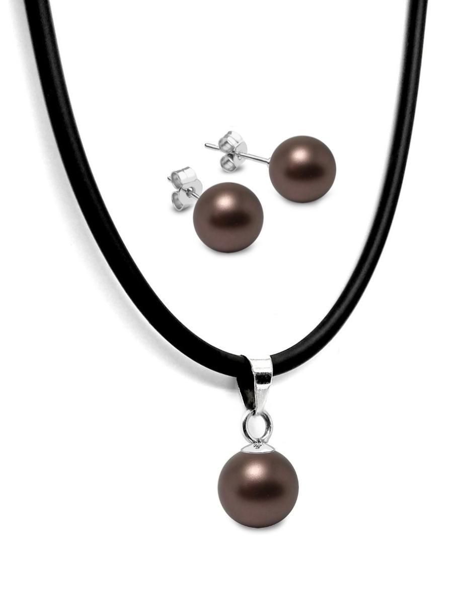 Aretes y collar de plata P 925 cristal