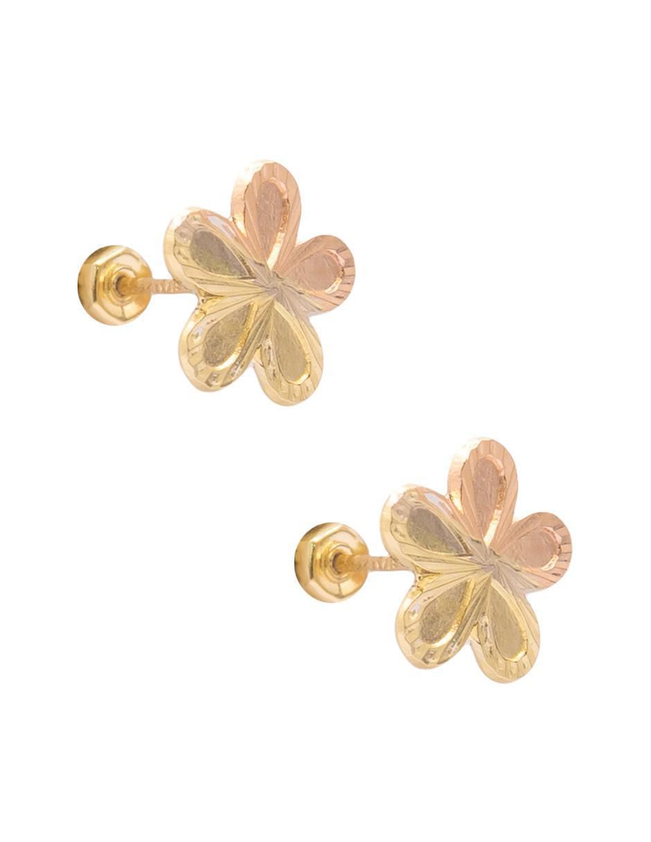 Broqueles de flor de oro con acabado brillante 5
