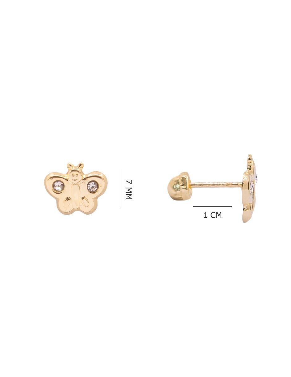 Broqueles de mariposa de oro con acabado brillante zirconia 5