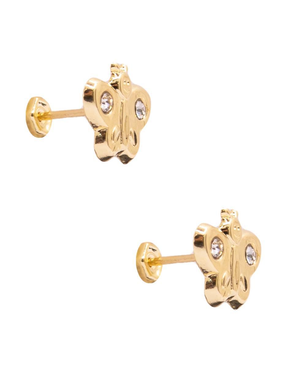 Broqueles de mariposa de oro con acabado brillante zirconia 4