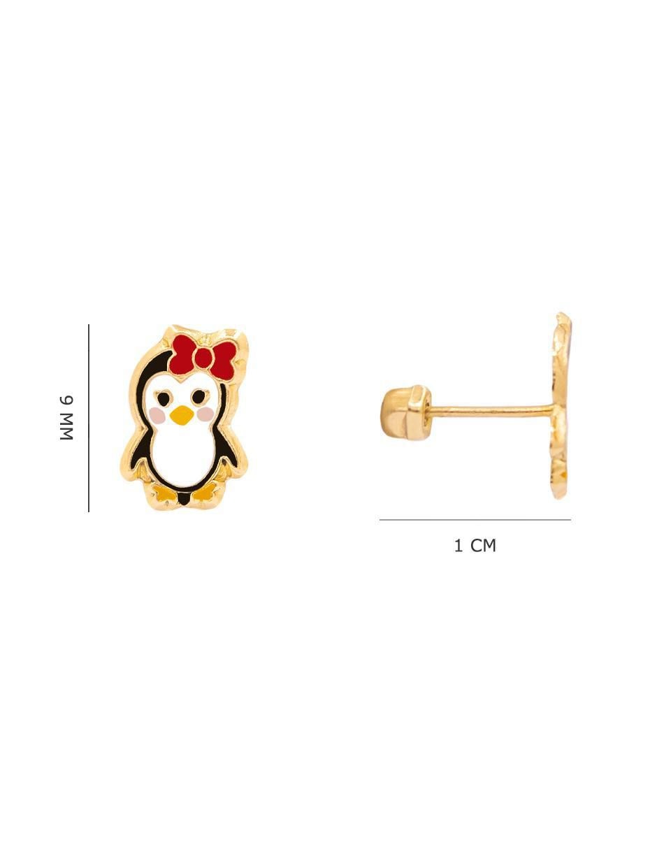 Broqueles de pingüino de oro con acabado brillante 6