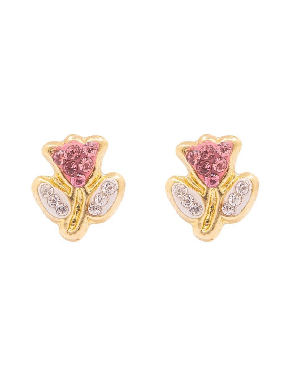 Broqueles de flor de oro con acabado brillante zirconia Broqueles de flor de oro con acabado brillante zirconia