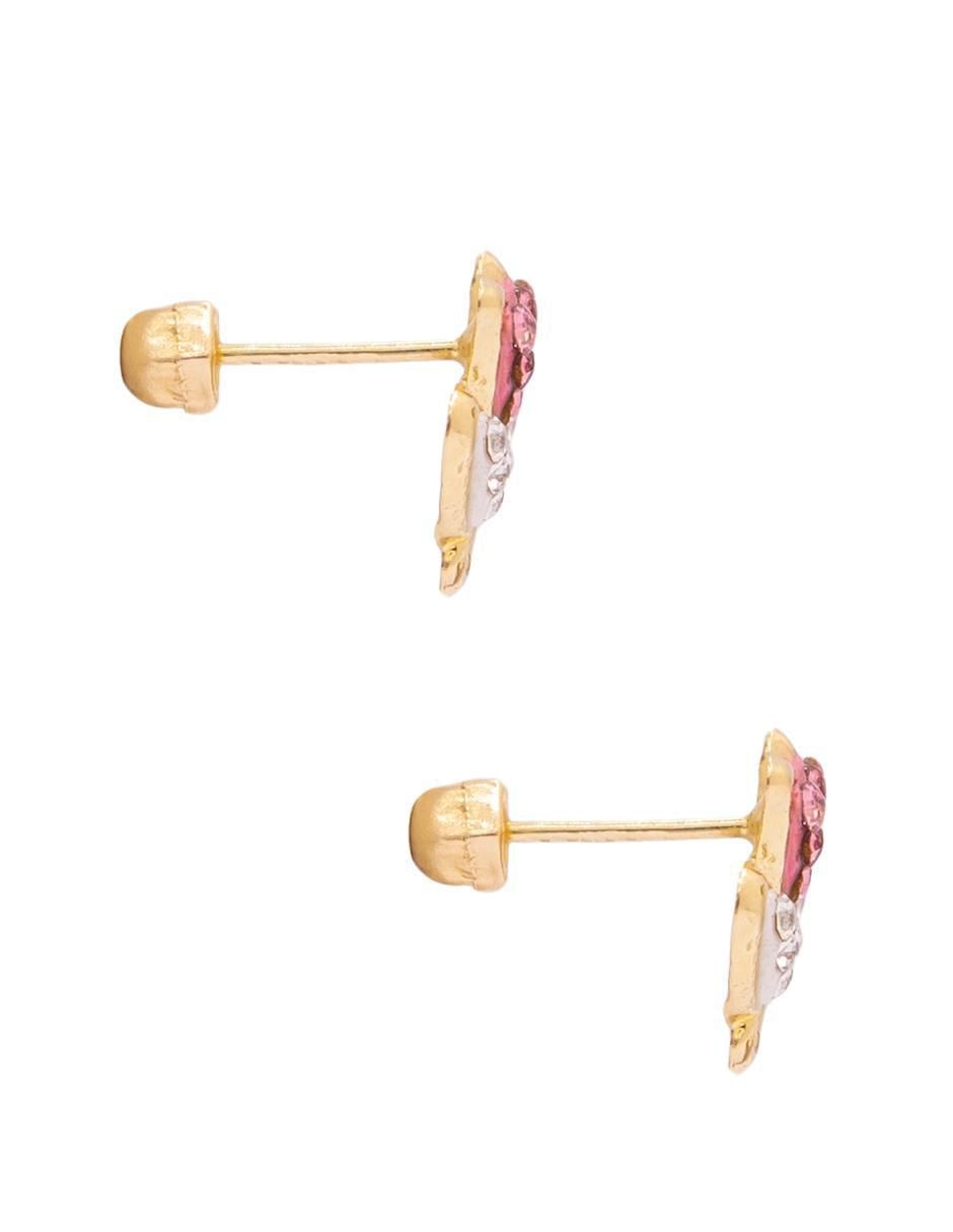 Broqueles de flor de oro con acabado brillante zirconia 2