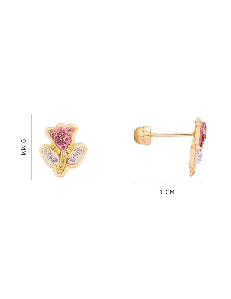 Broqueles de flor de oro con acabado brillante zirconia 6