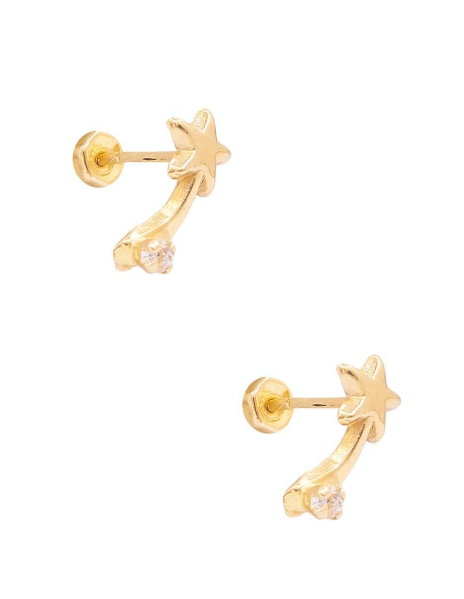 Broqueles de estrella de oro con acabado brillante zirconia 3