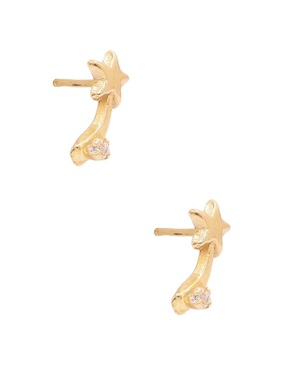 Broqueles de estrella de oro con acabado brillante zirconia 4