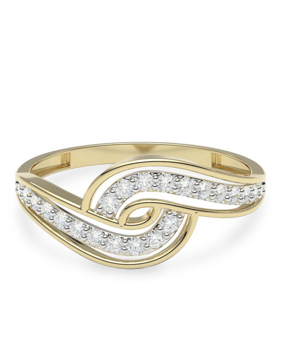 Anillo 14 k de oro zirconia pulido