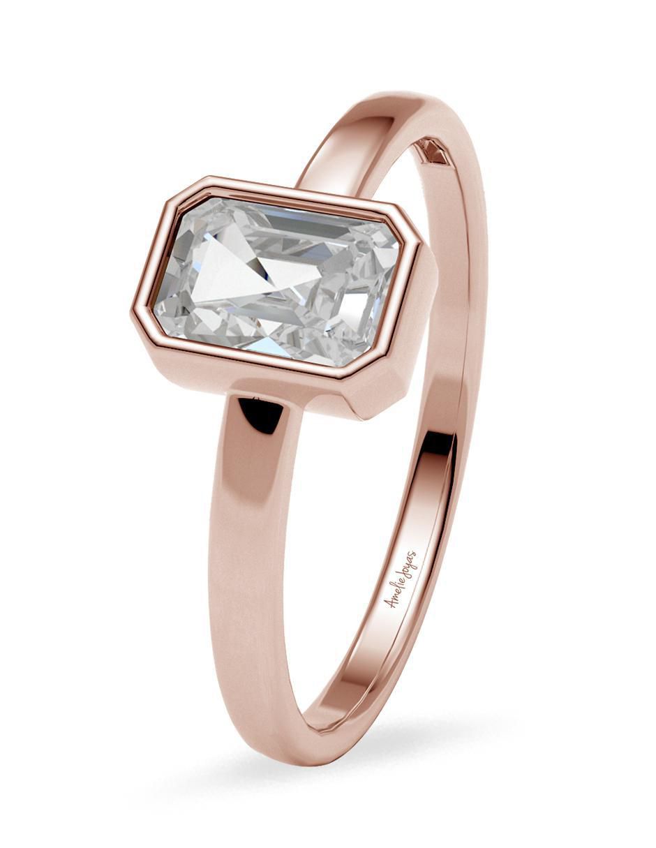 Anillo 14 k de oro zirconia pulido 2