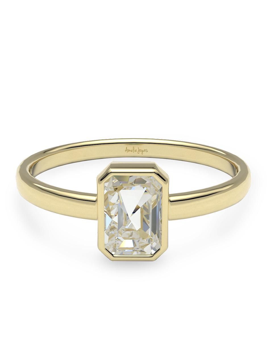 Anillo 14 k de oro zirconia pulido