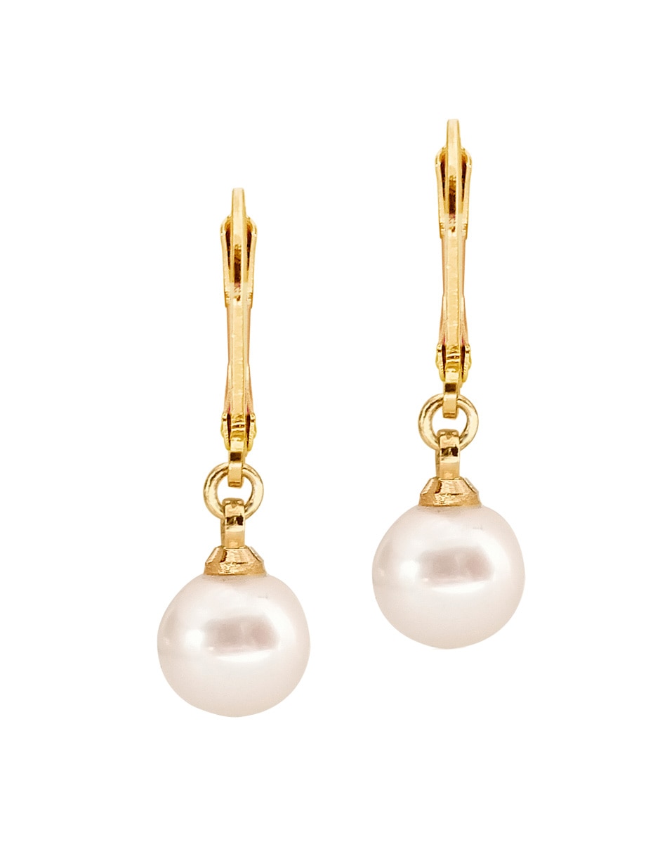 Aretes redondos Estacional con acabado brillante perla