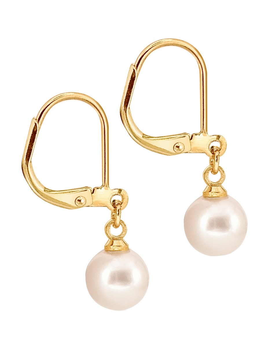 Aretes redondos Estacional con acabado brillante perla 2