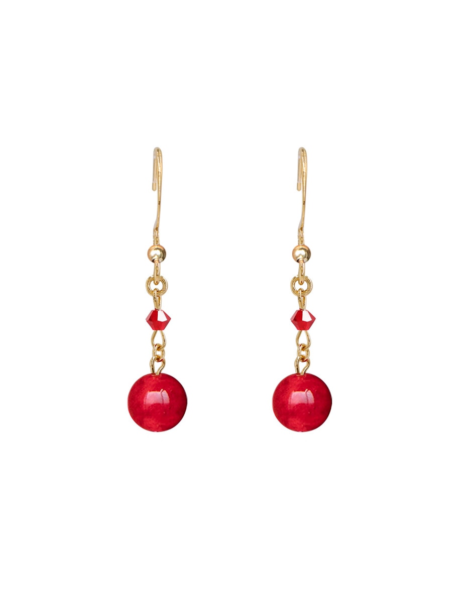 Aretes redondos Estacional con acabado brillante jade
