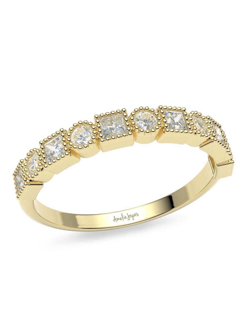 Anillo "de (si aplica)" redondo amelie joyas sin colección  sin licencia 14 k "de" oro zirconia