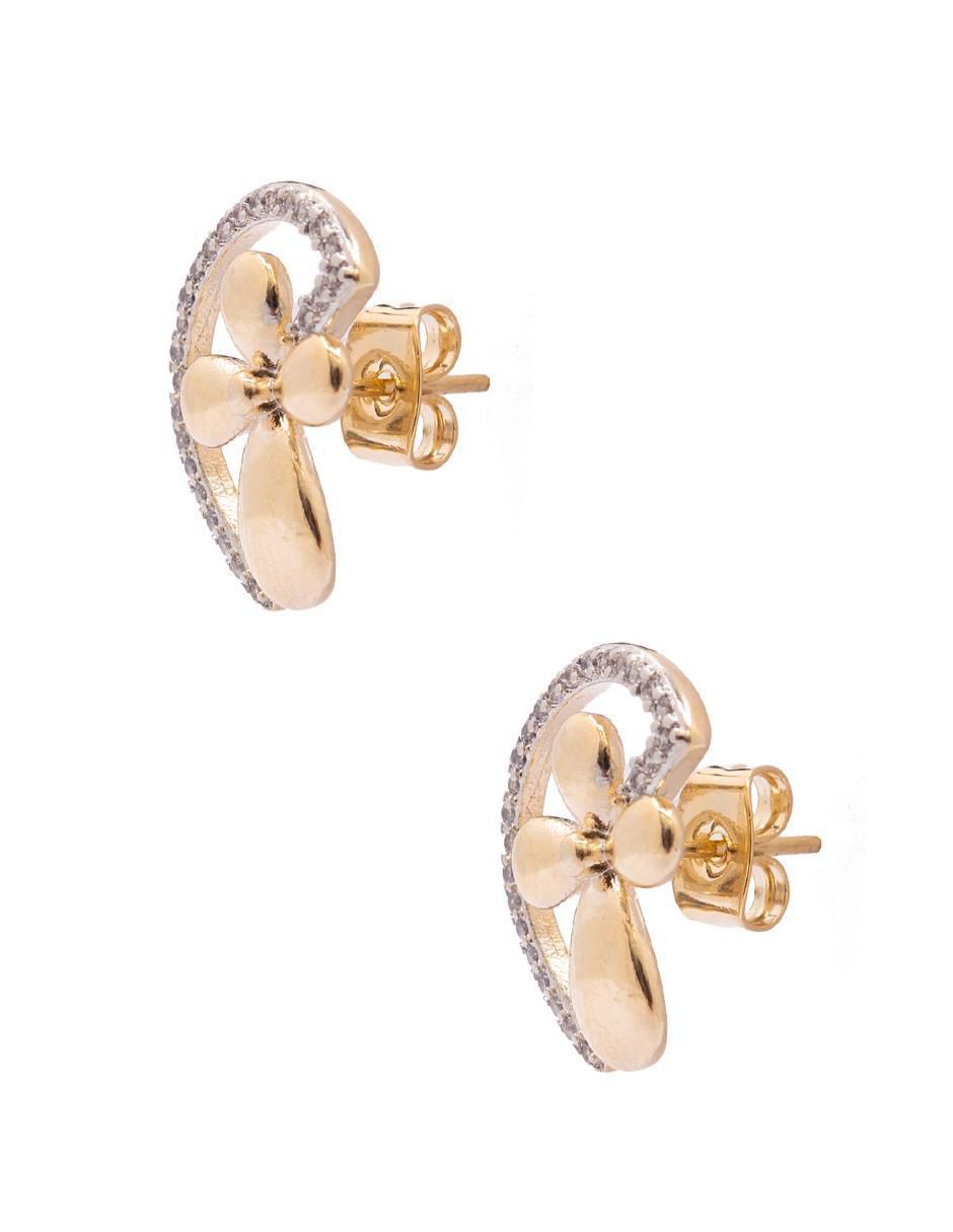 Aretes de flor con acabado brillante zirconia 2