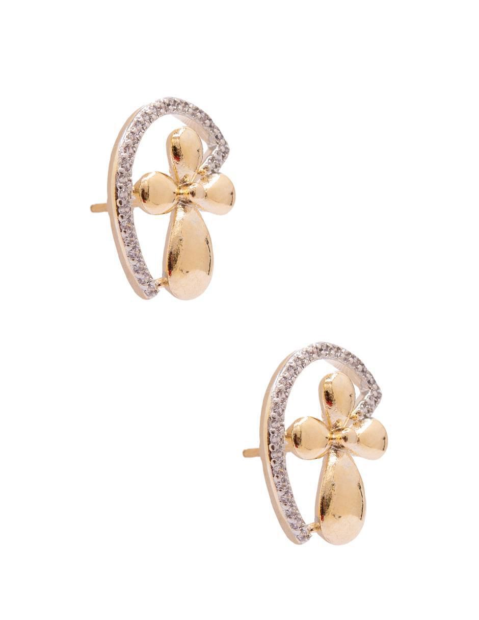Aretes de flor con acabado brillante zirconia 3