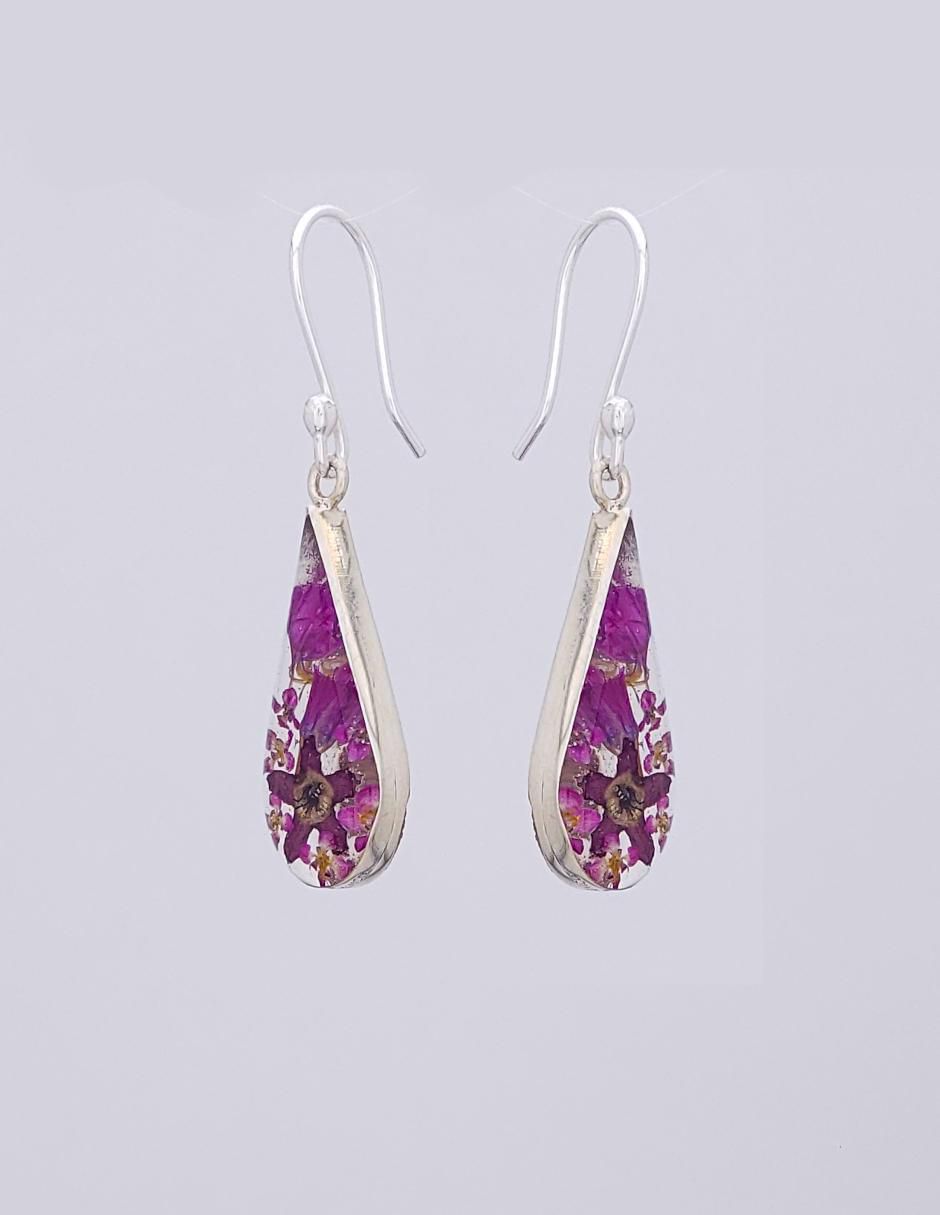 Aretes de gota Naturaleza Encapsulada de plata P 925 con acabado brillante resina 2