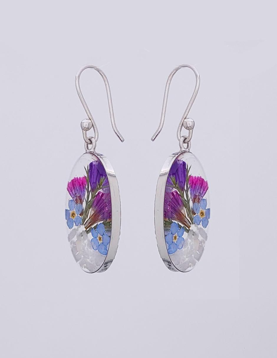 Aretes ovalados Naturaleza Encapsulada de plata P 925 con acabado brillante resina 2