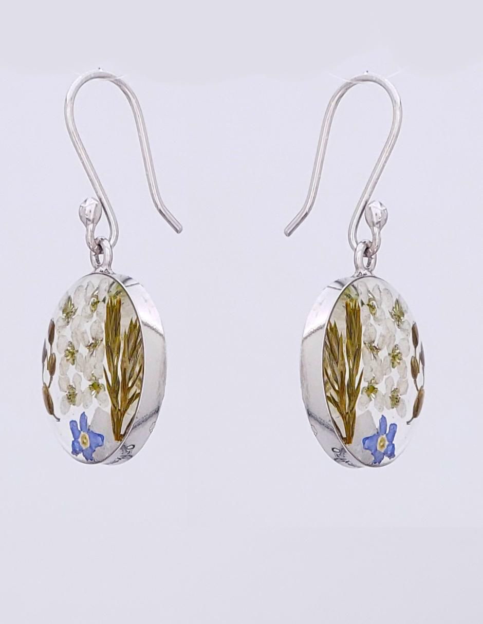 Aretes redondos Naturaleza Encapsulada de plata P 925 con acabado brillante resina 2