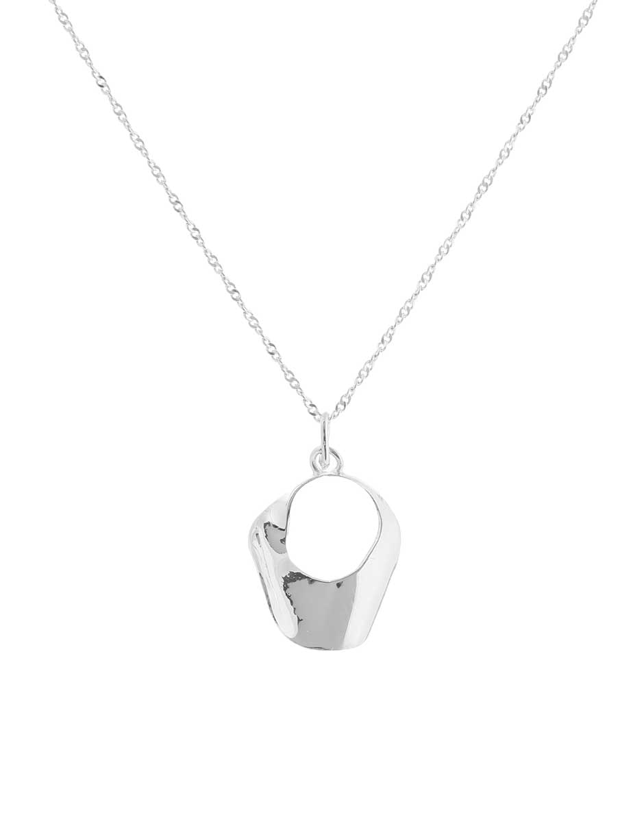 Aretes y collar Liso Oval de plata P 925 2