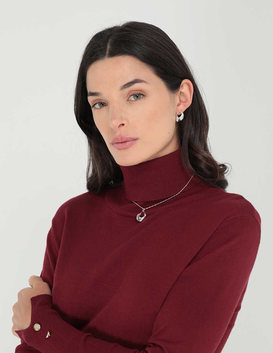 Aretes y collar Liso Oval de plata P 925 6