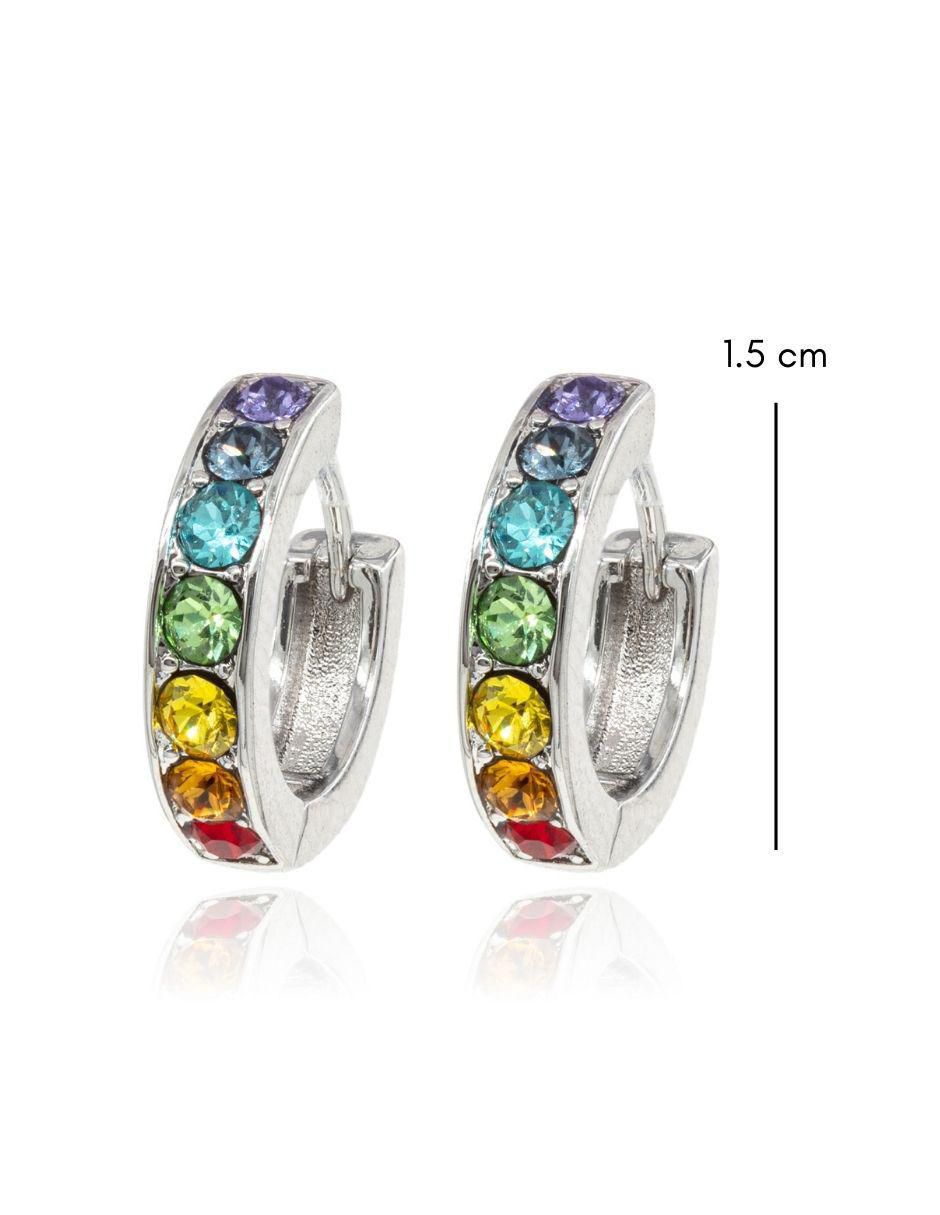 Aretes redondos Estambul con acabado brillante cristal 5