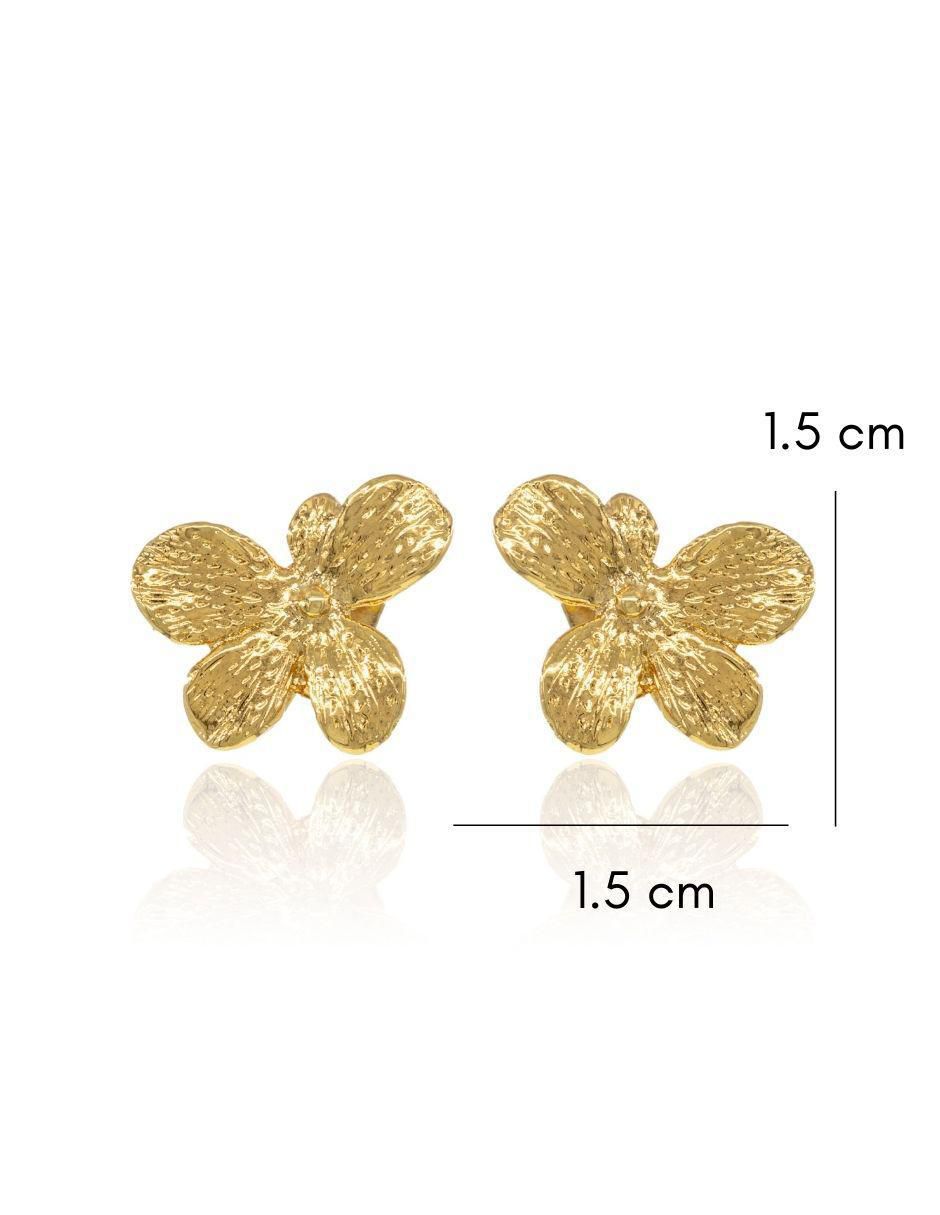 Broqueles de flor con acabado baño de oro 3