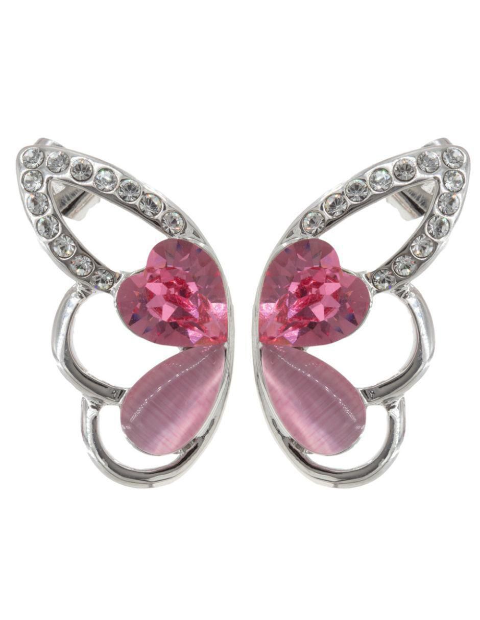 Aretes de mariposa con acabado brillante cristal Aretes de mariposa con acabado brillante cristal