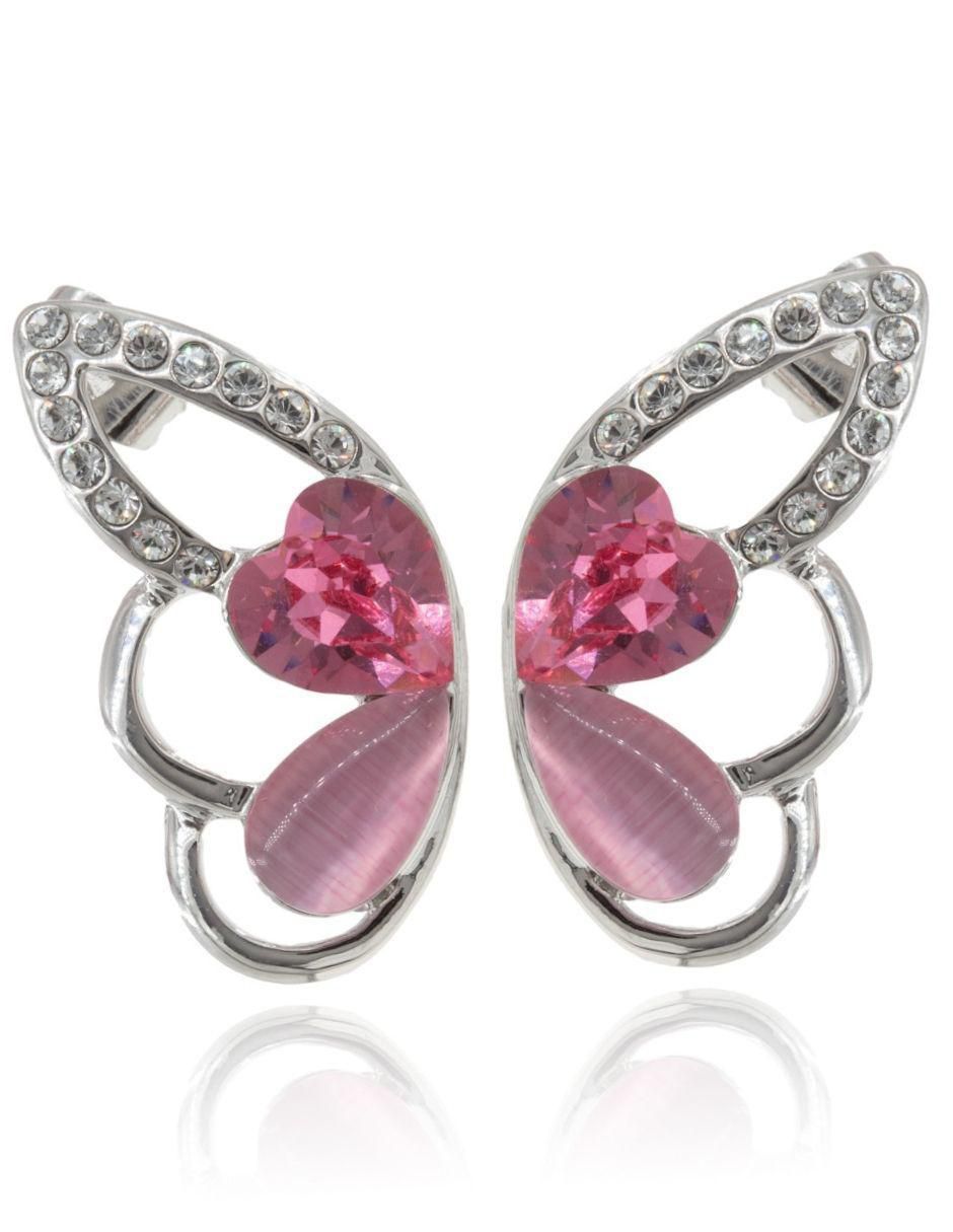 Aretes de mariposa con acabado brillante cristal 2