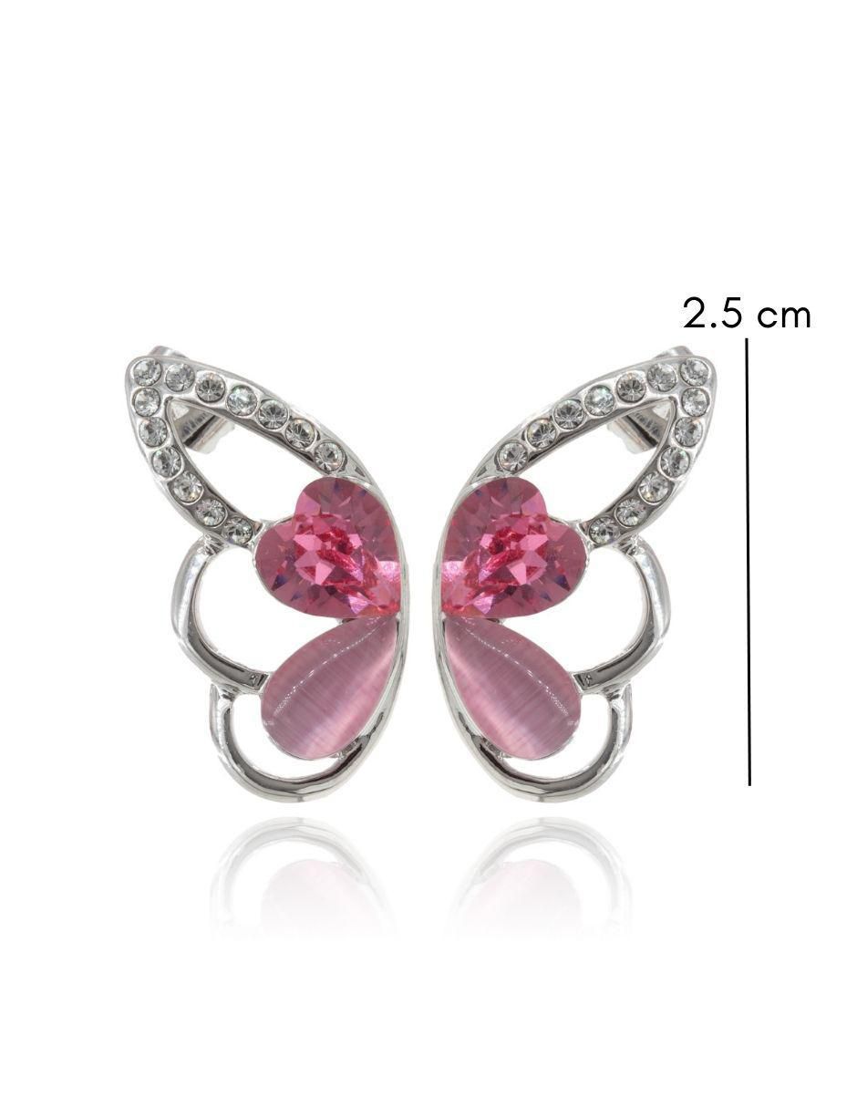 Aretes de mariposa con acabado brillante cristal 5