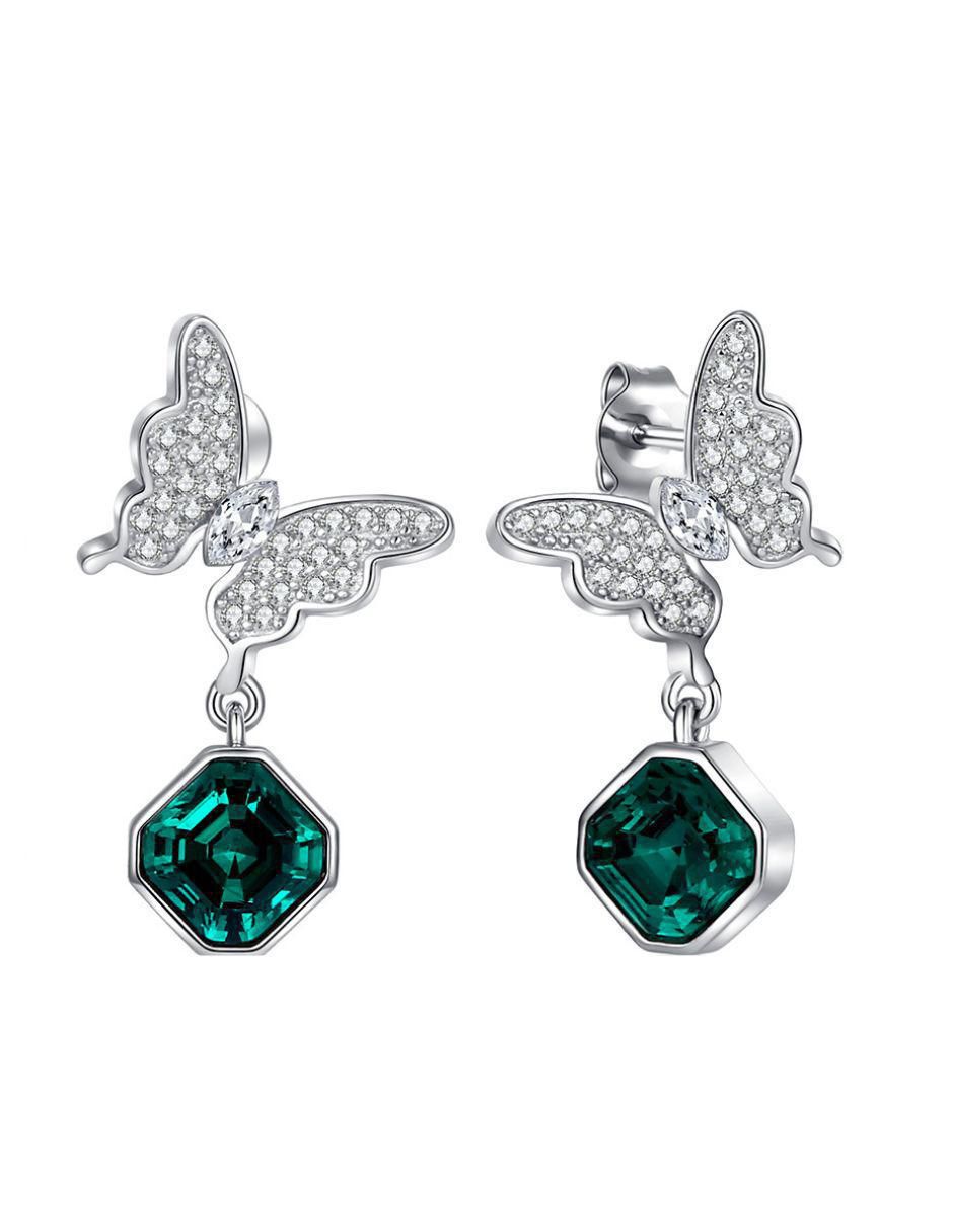 Aretes de mariposa Oporto con acabado brillante cristal