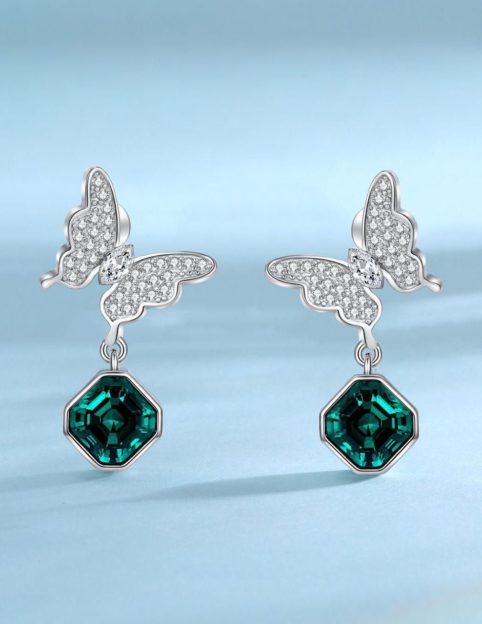 Aretes de mariposa Oporto con acabado brillante cristal 3