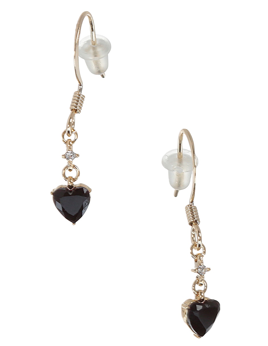 Aretes de corazón con acabado brillante cristal