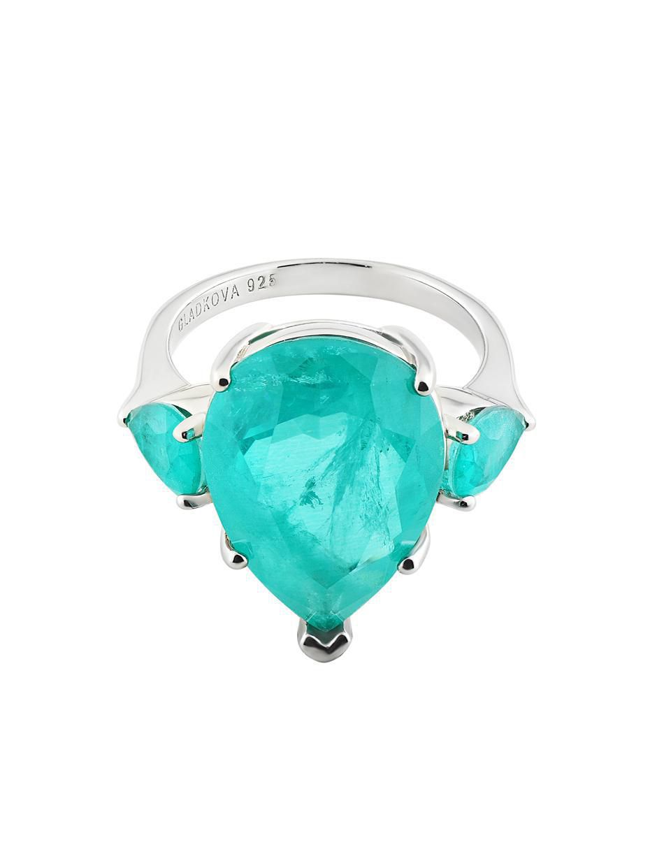 Anillo con gema Premium P 925 de plata turmalina brillante Anillo con gema Premium P 925 de plata turmalina brillante