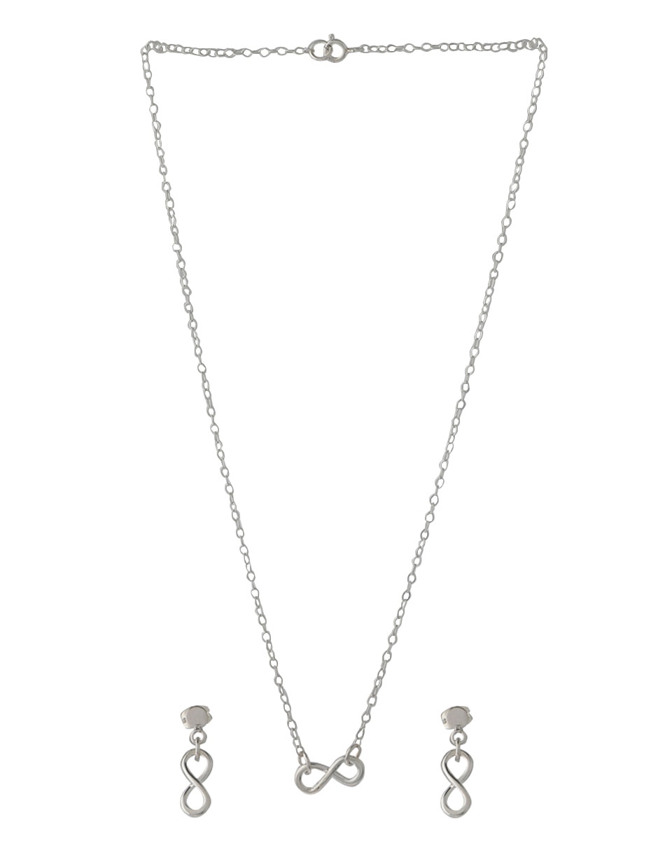 Aretes y collar de infinito de plata P 925 1