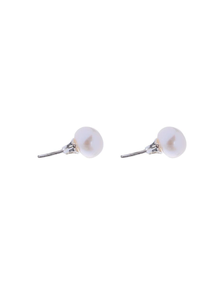 Aretes redondos de plata P 925 con acabado brillante perla 3