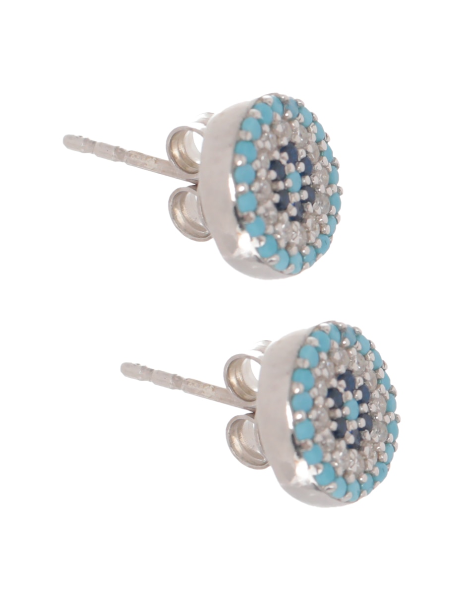 Broqueles de flor Mediterraneo Ojo de plata P 925 con acabado brillante zirconia 2