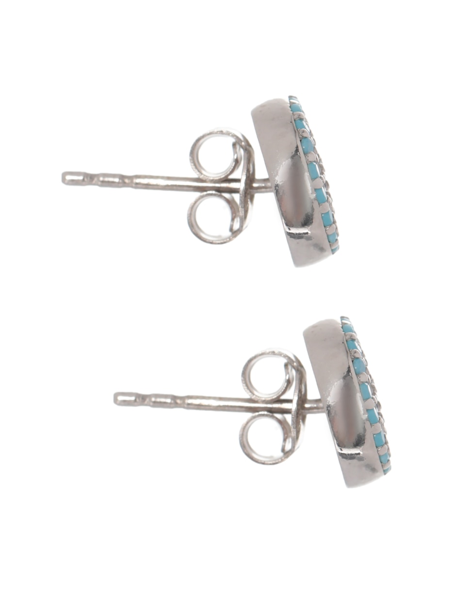 Broqueles de flor Mediterraneo Ojo de plata P 925 con acabado brillante zirconia 3