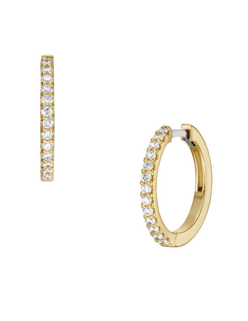 Aretes de aro redondos All Stacked Up con acabado pavé zirconia cúbica 3