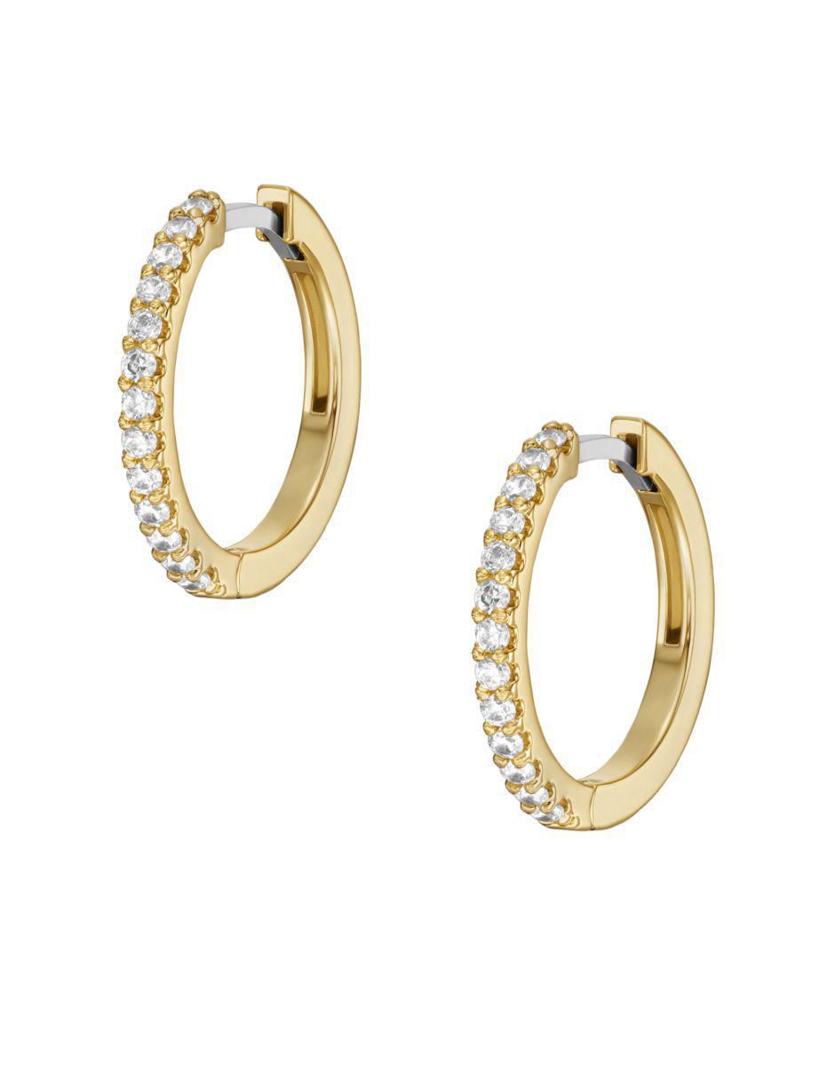 Aretes de aro redondos All Stacked Up con acabado pavé zirconia cúbica 4