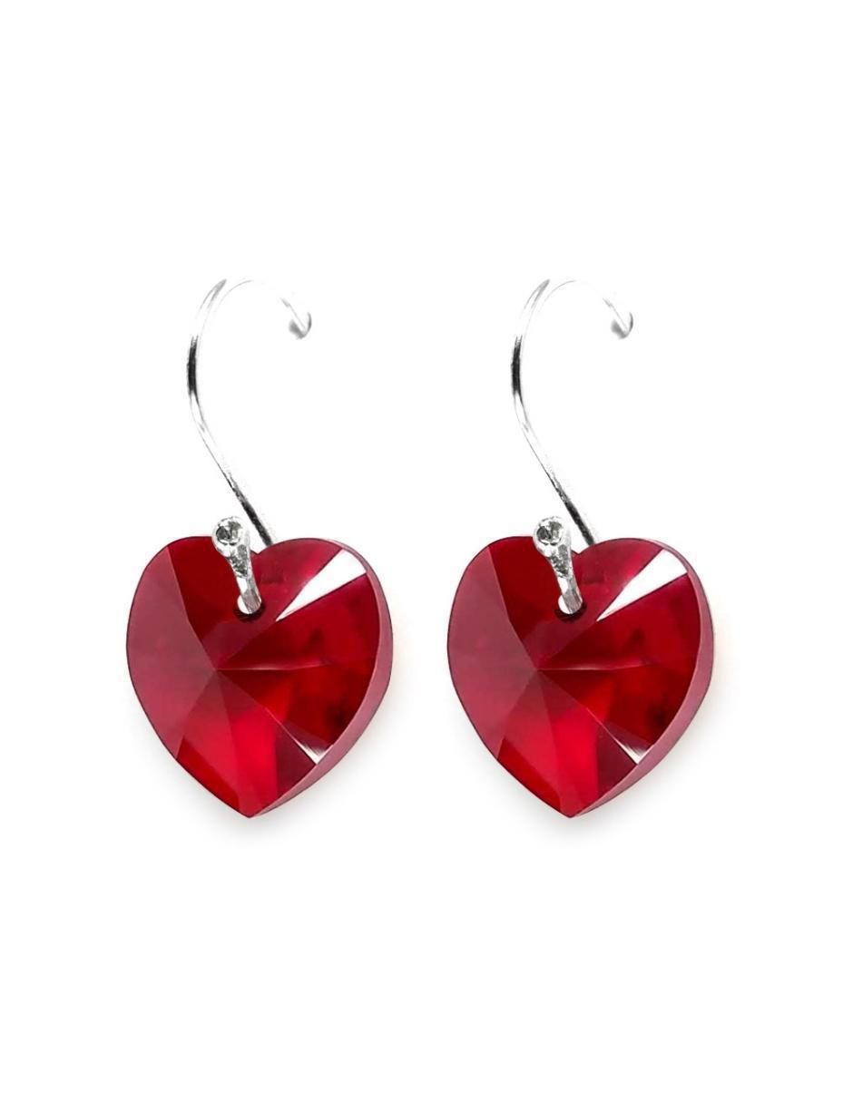 Aretes y collar de corazón de plata P925 cristal 5