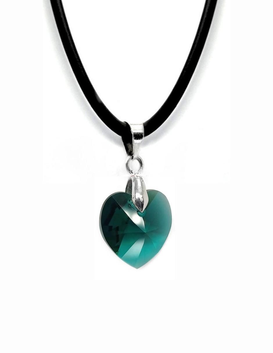 Aretes y collar de corazón de plata P925 cristal 3