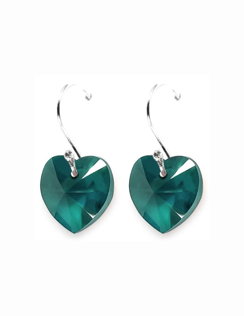 Aretes y collar de corazón de plata P925 cristal 5