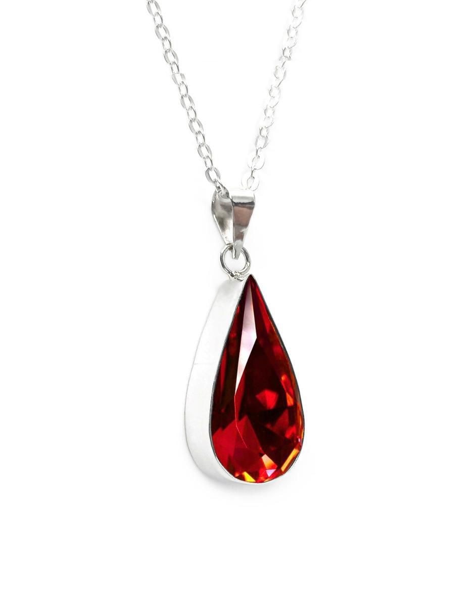 Aretes y collar de gota de plata P925 cristal 2