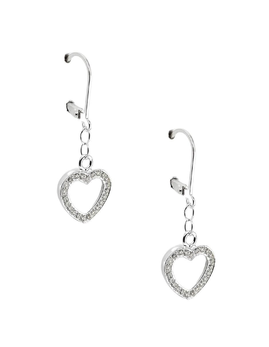 Aretes de corazón de plata P 925 con acabado brillante cristal Aretes de corazón de plata P 925 con acabado brillante cristal