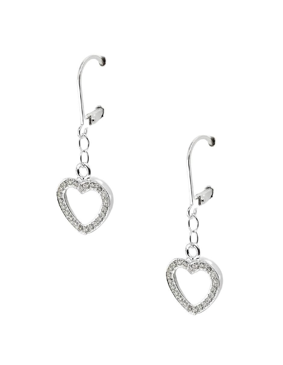 Aretes de corazón de plata P 925 con acabado brillante cristal 2