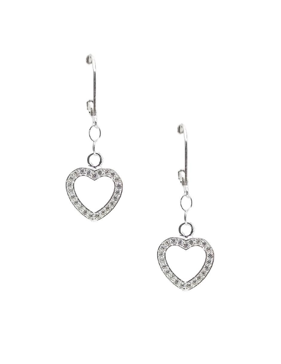 Aretes de corazón de plata P 925 con acabado brillante cristal 3