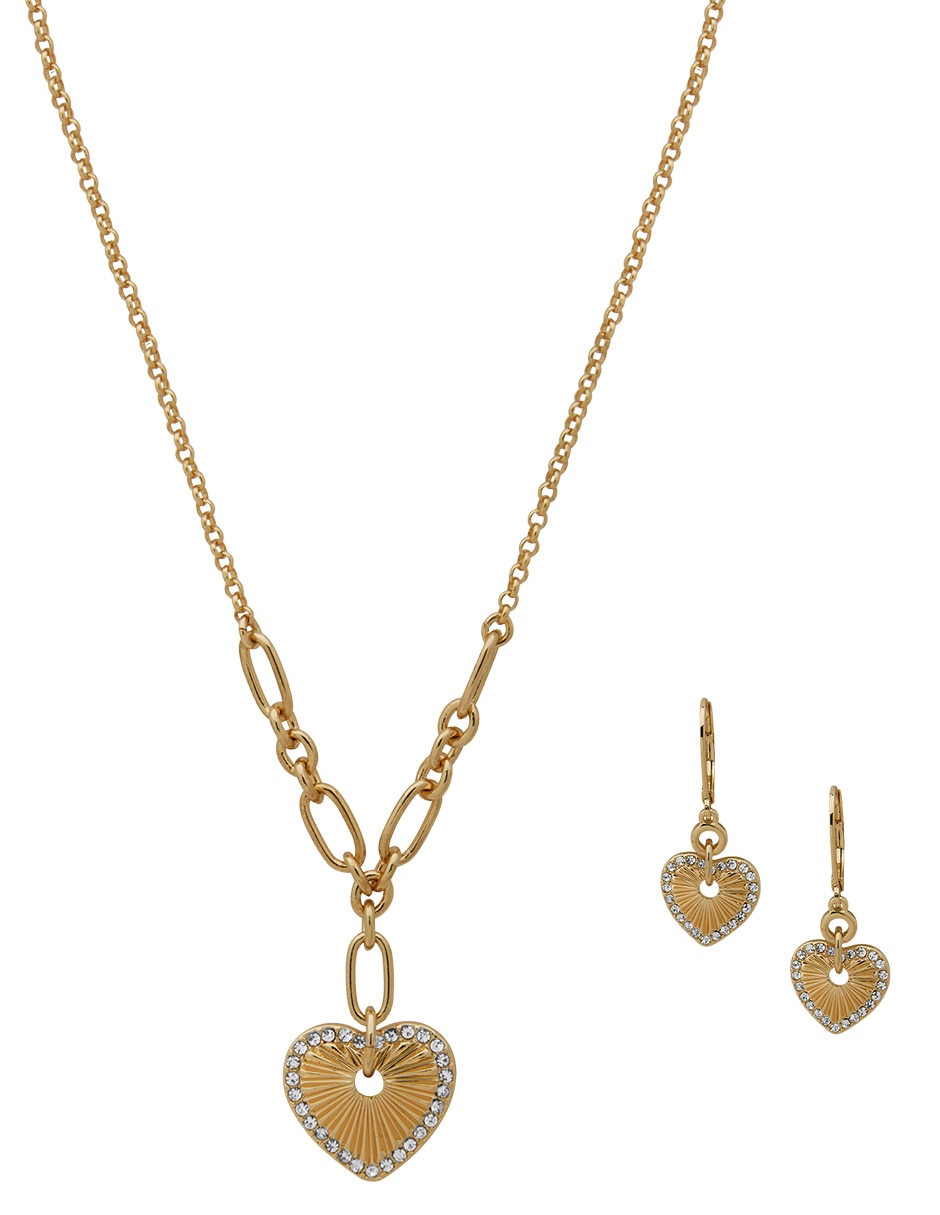 Aretes y collar de corazón Holiday Pouch cristal 1