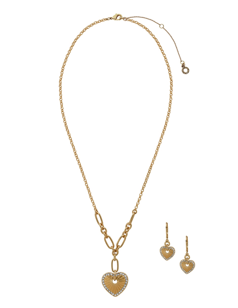 Aretes y collar de corazón Holiday Pouch cristal