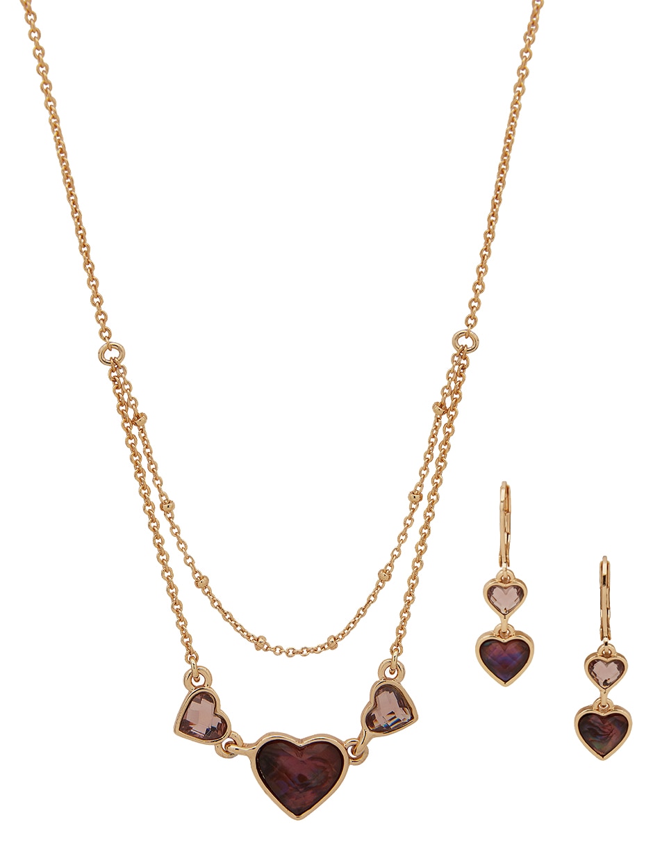 Aretes y collar de corazón Holiday Pouch cristal 1